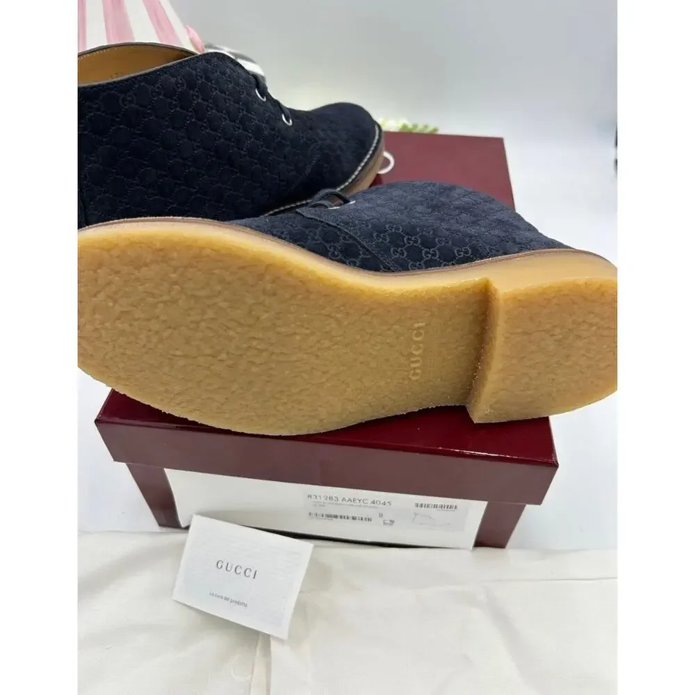 Men's Gucci MOREAU GG suede ankle boots size 8 fits 8.5 US made in Italy